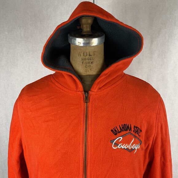 OSU Cowboys Fleece Jacket Large Hood Full Zip Orange  Oklahoma State University - Picture 2 of 13
